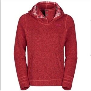 The North Face Women's Medium Crescent Sunset Fleece Hoodie Sweater Orange Red